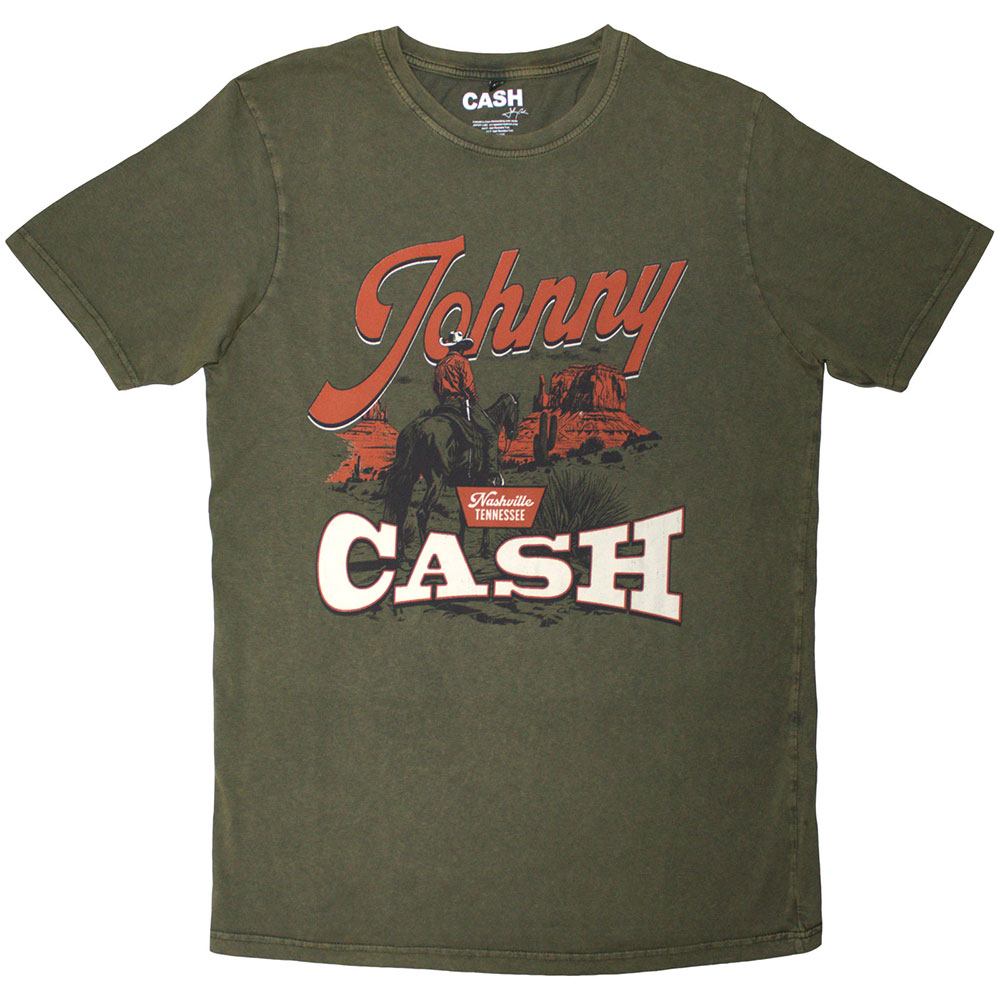 Johnny Cash - Desert Cowboy Heren T-shirt - Groen